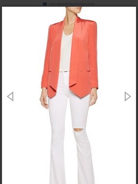 Rebecca Minkoff 100% Silk Coral Open-Front Draped Blazer